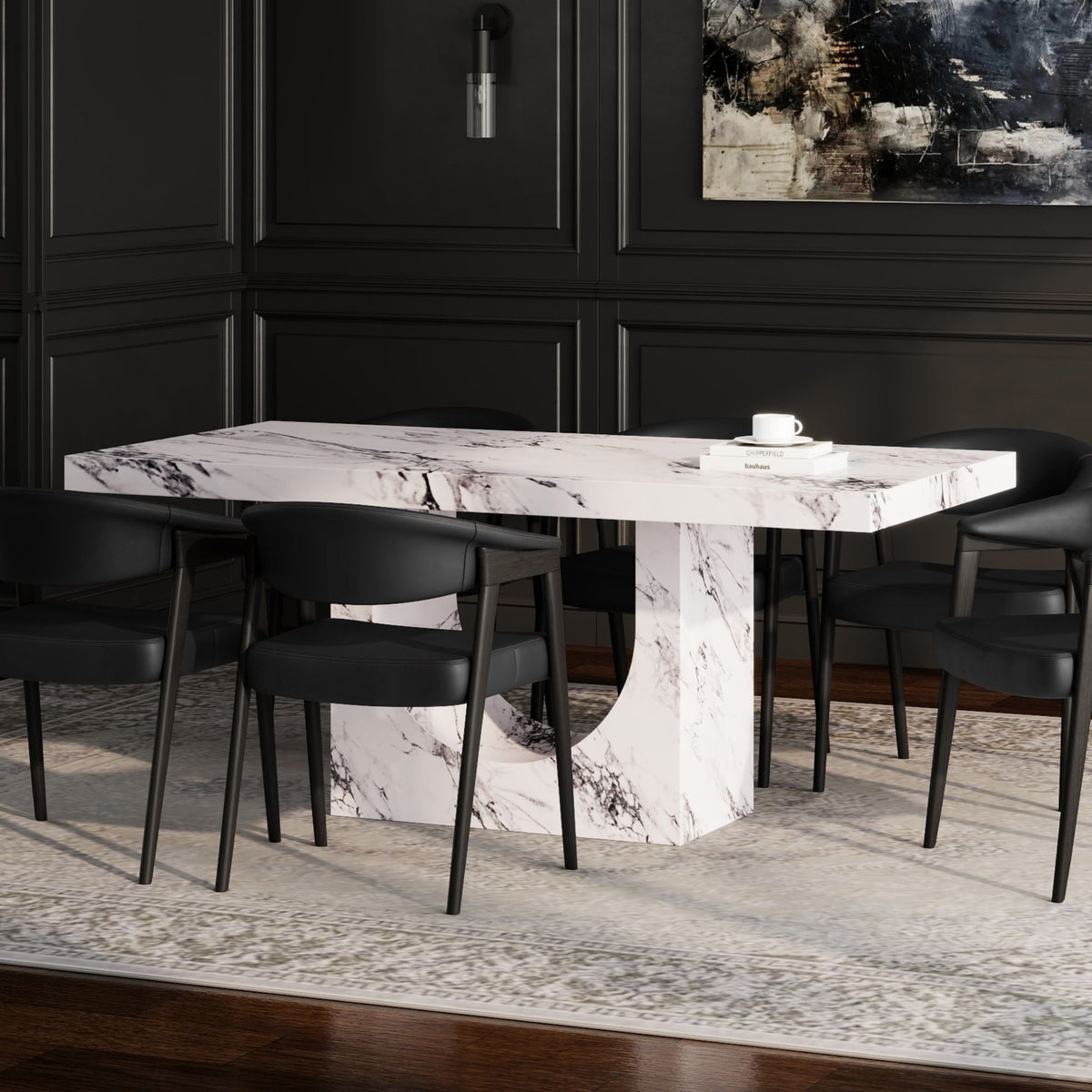 Concrete Rectangular Dining Table, 71" in Bulgari White
