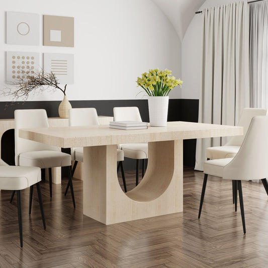 Concrete Rectangular Dining Table, 71" in Travertine
