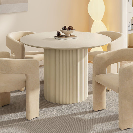 Wood Round Dining Table, 47" in Ivory