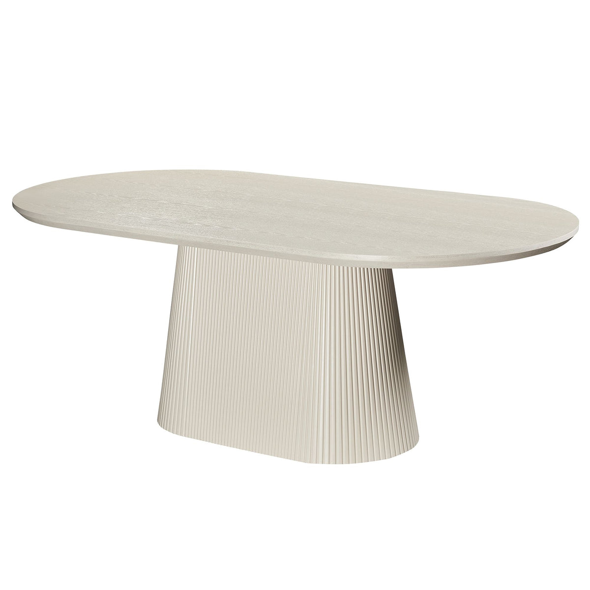 Wood Oval Dining Table, 79" in Ivory