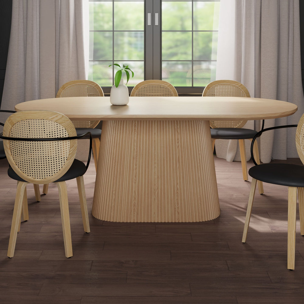 Wood Oval Dining Table, 79" in Natural