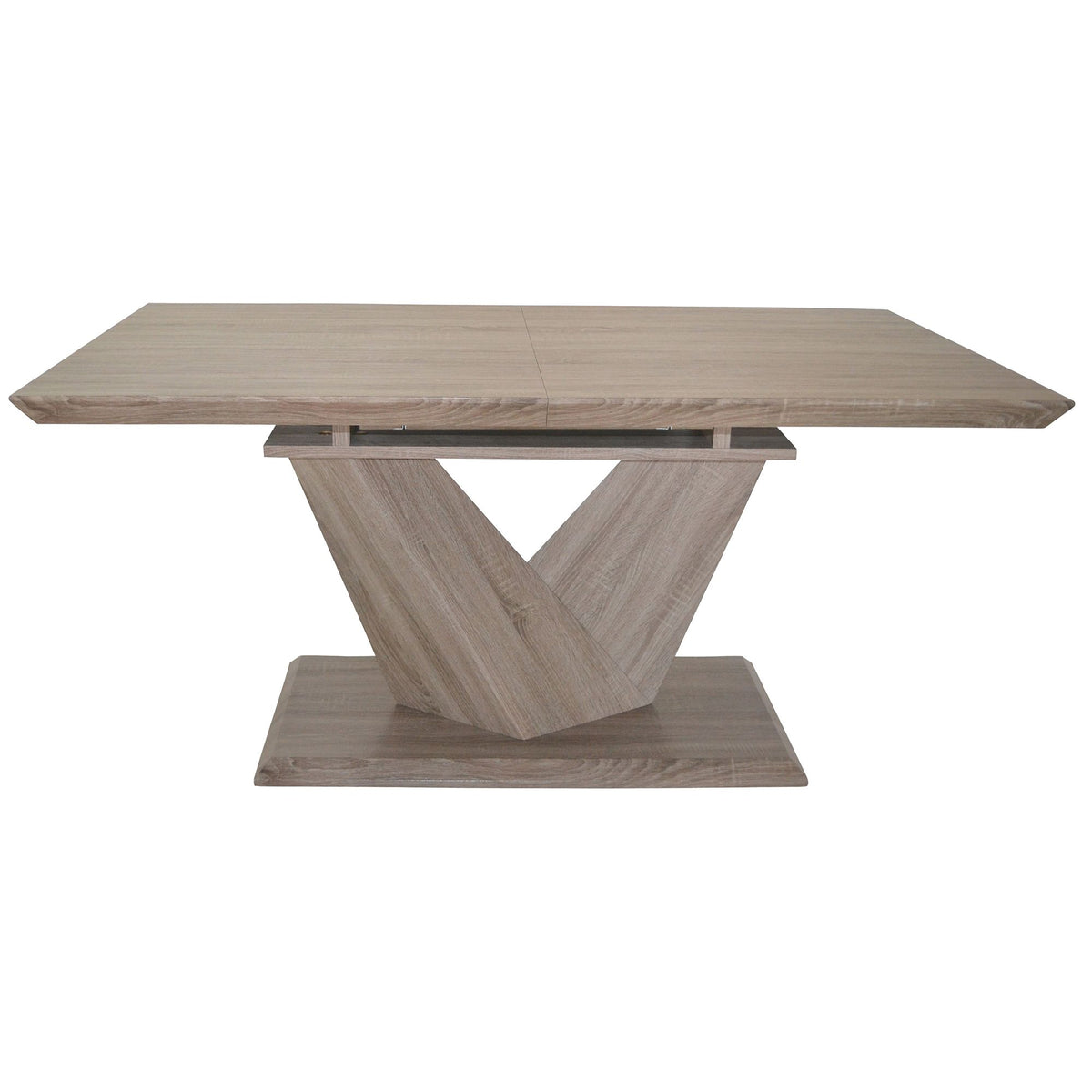 Wood Dining Table with Extension, 63"-87" in Washed Oak