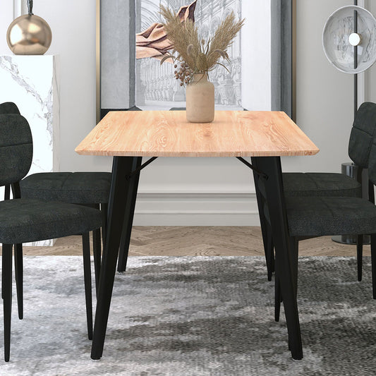 Wood Rectangular Dining Table, 59" in Natural and Black
