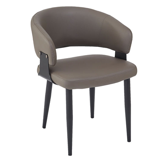 Curved-Back Faux Leather Dining Chair, Set of 4 in Stone and Black
