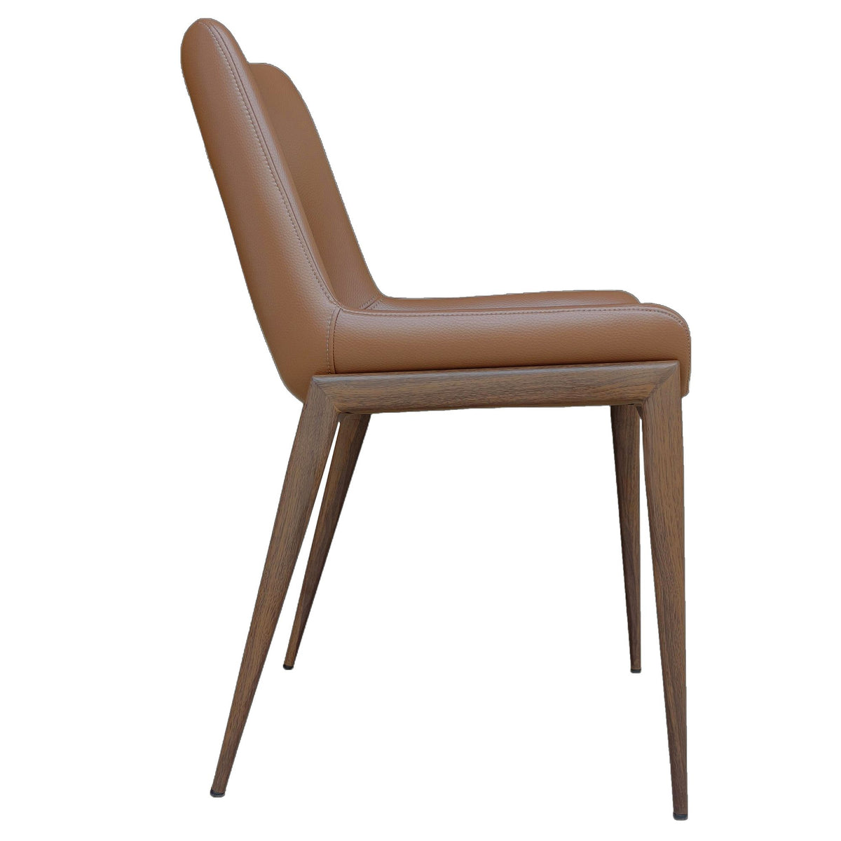 Contoured Faux Leather Dining Chair, Set of 6 in Saddle and Walnut