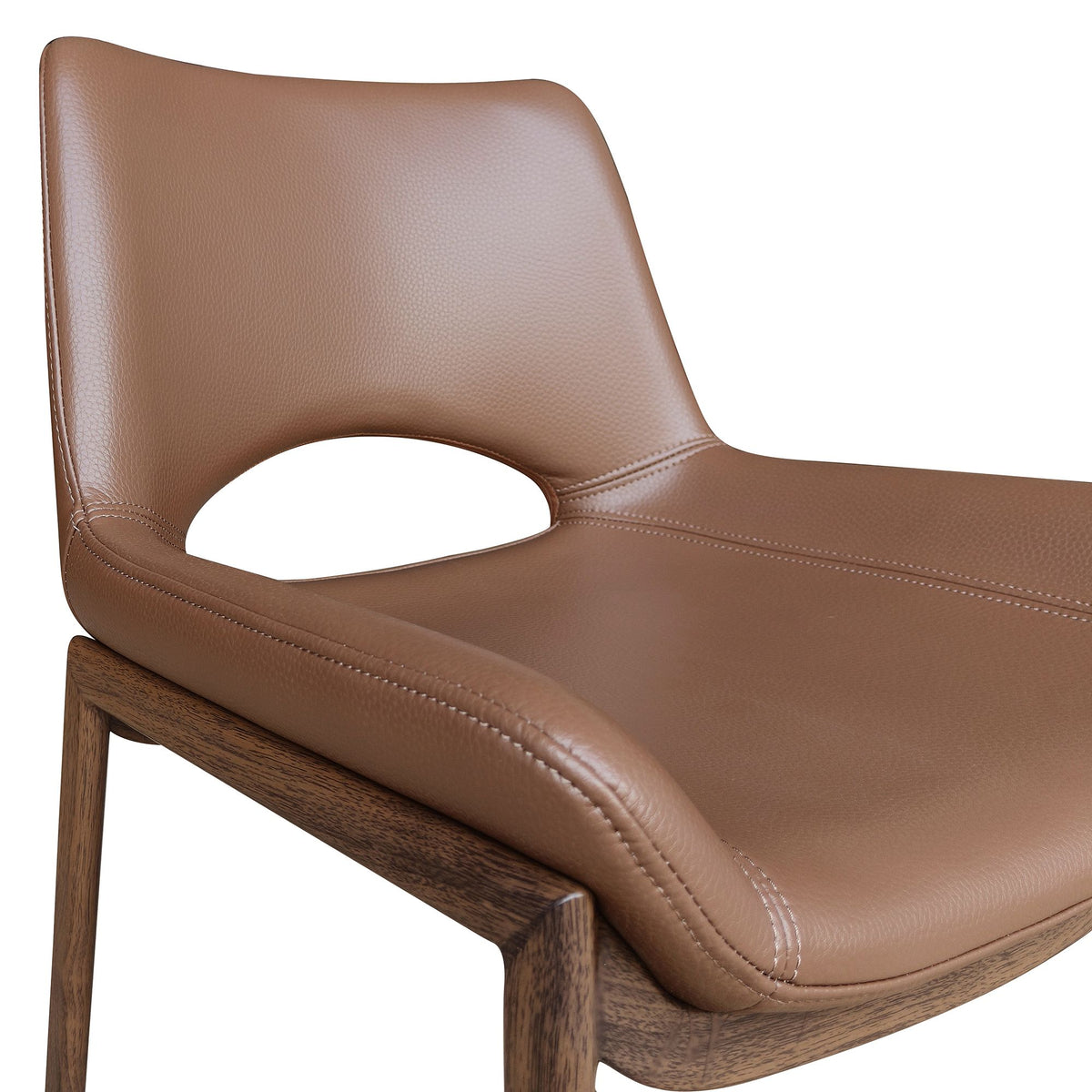Contoured Faux Leather Dining Chair, Set of 6 in Saddle and Walnut