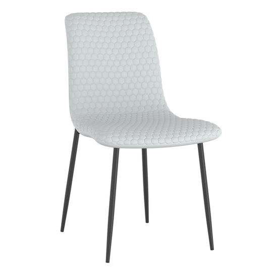 Honeycomb-Stitched Faux Leather Dining Chair, Set of 2 in Light Grey and Black
