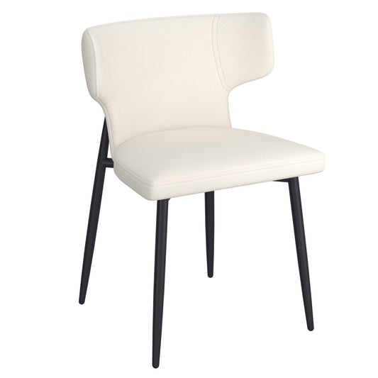 Wingback Faux Leather Dining Chair, Set of 2 in Beige and Black