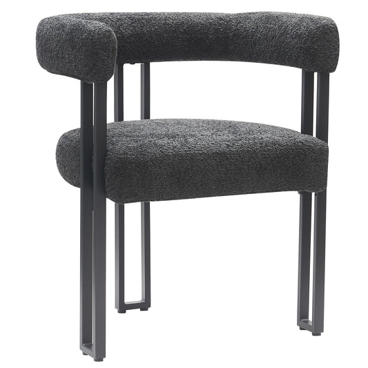 Dining Chair, Set of 2 in Charcoal Fabric and Black