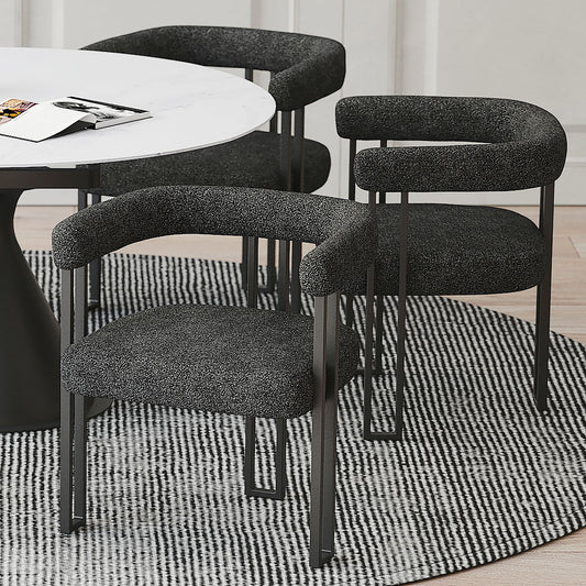 Dining Chair, Set of 2 in Charcoal Fabric and Black