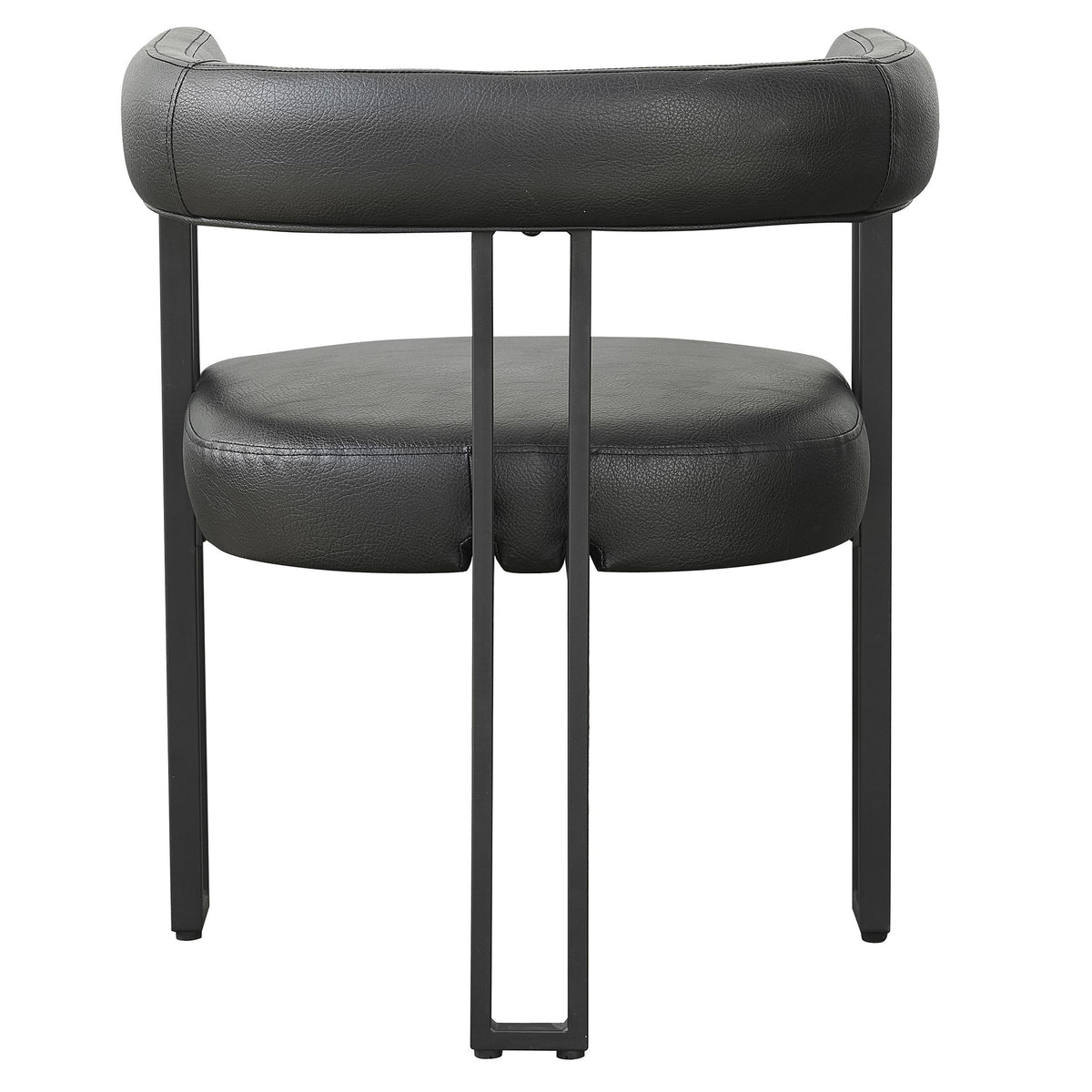 Faux Leather Dining Chair, Set of 2 in Black PU and Black