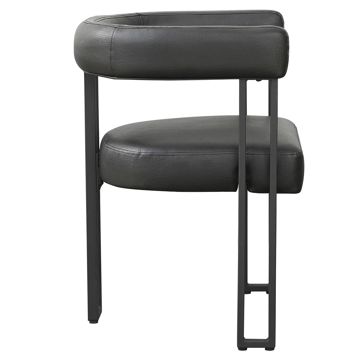Faux Leather Dining Chair, Set of 2 in Black PU and Black