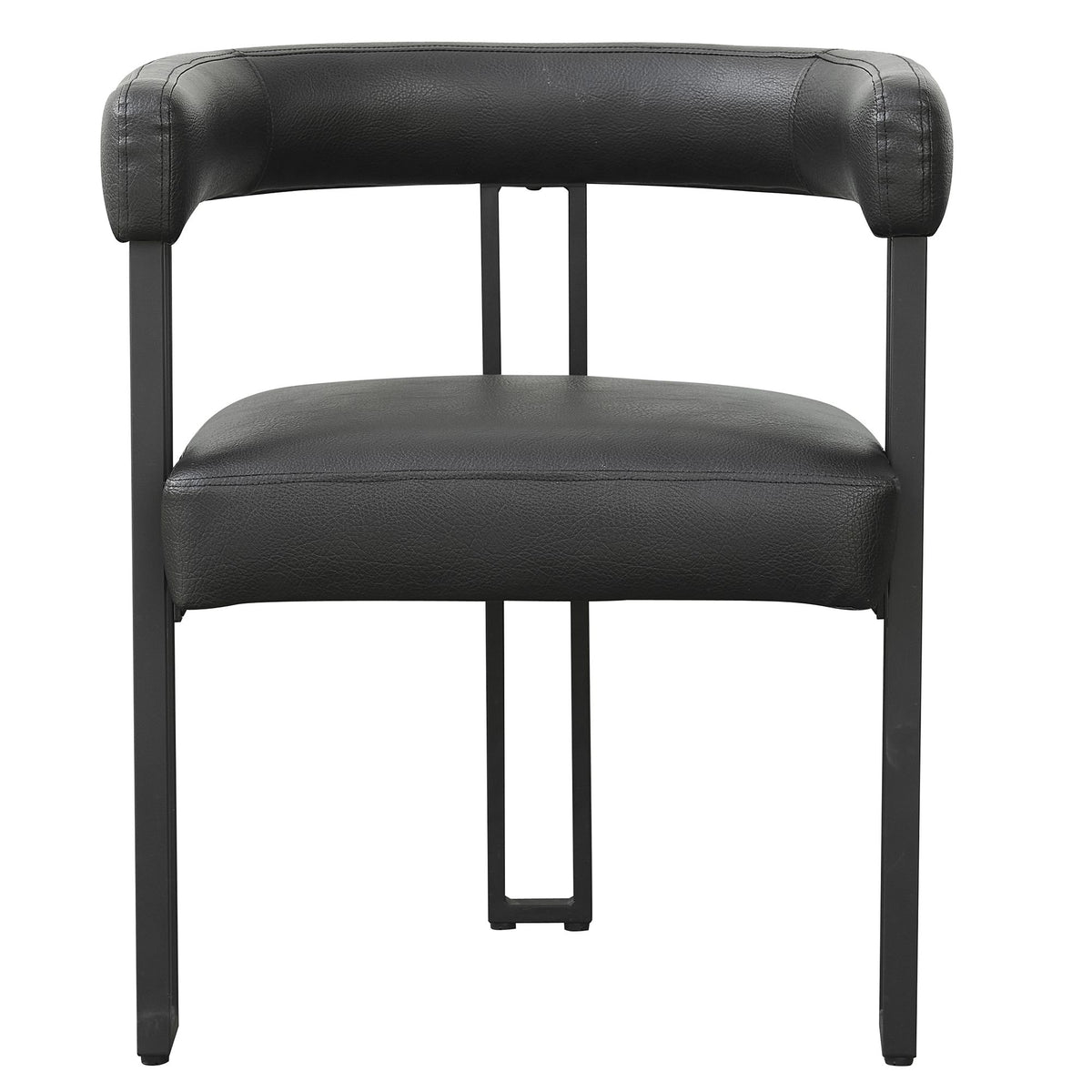 Faux Leather Dining Chair, Set of 2 in Black PU and Black