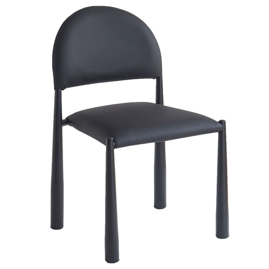 Mid-Century Faux Leather Dining Chair, Set of 4 in Black and Black