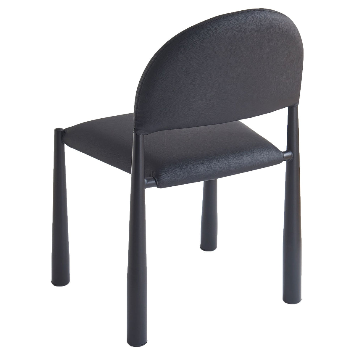 Mid-Century Faux Leather Dining Chair, Set of 4 in Black and Black