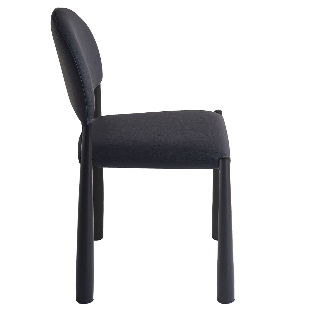 Mid-Century Faux Leather Dining Chair, Set of 4 in Black and Black