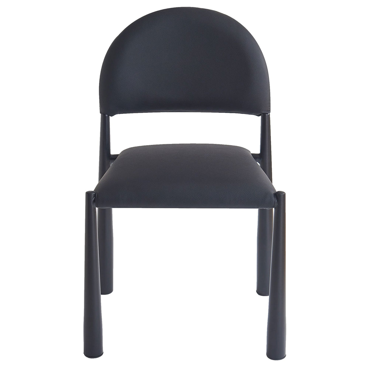 Mid-Century Faux Leather Dining Chair, Set of 4 in Black and Black