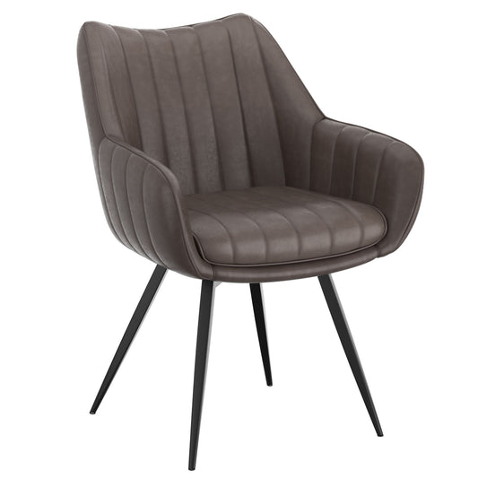 Contoured Faux Leather Swivel Dining and Accent Chair, Set of 2 in Charcoal and Black