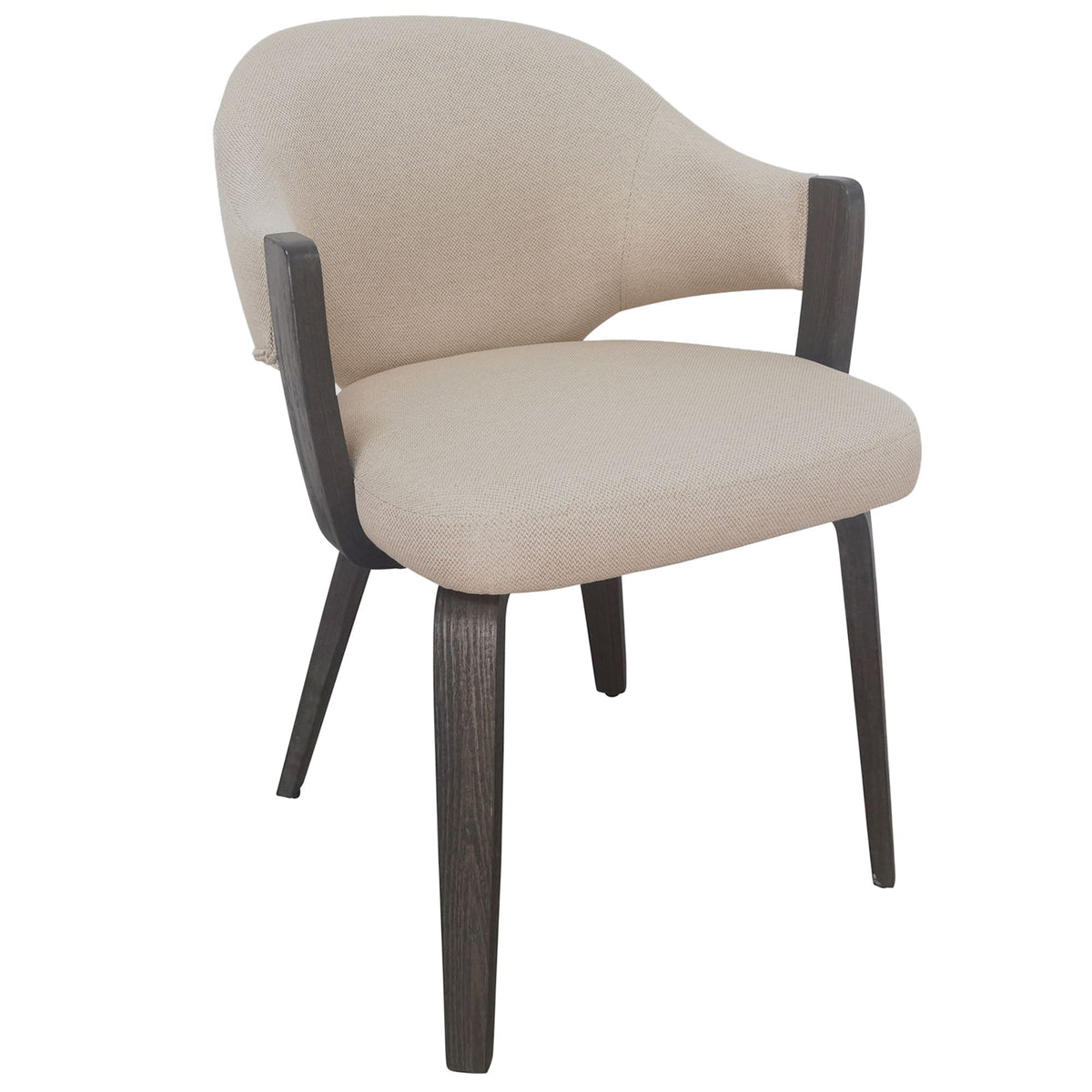 Contoured Upholstered Dining Chair, Set of 2 in Toffee and Walnut