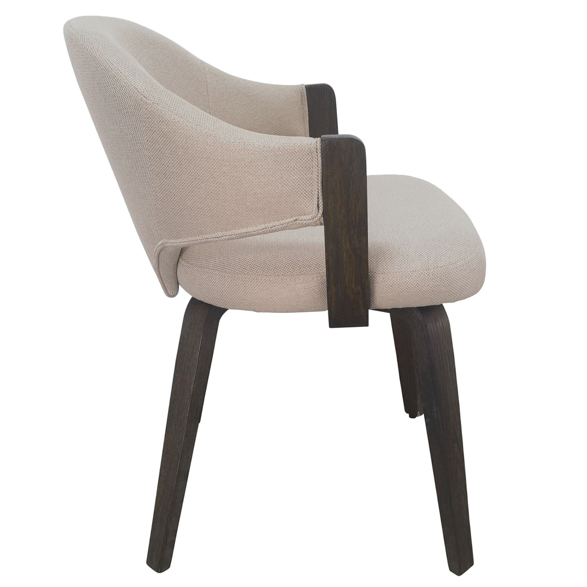 Contoured Upholstered Dining Chair, Set of 2 in Toffee and Walnut