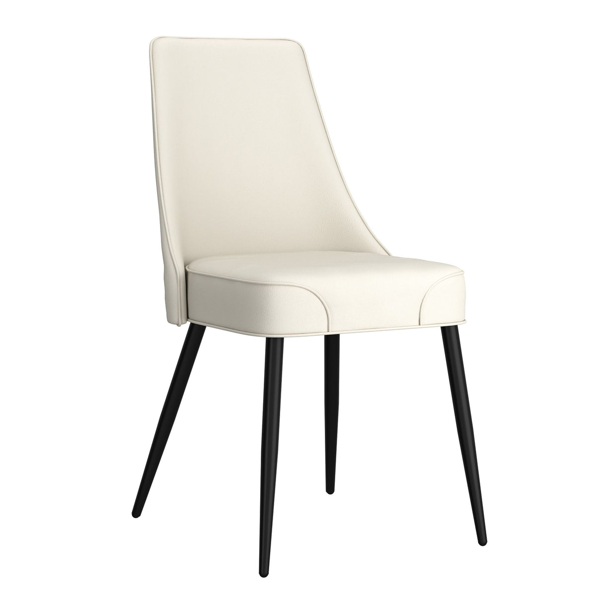 Piped Faux Leather Dining Chair, Set of 2 in Beige and Black
