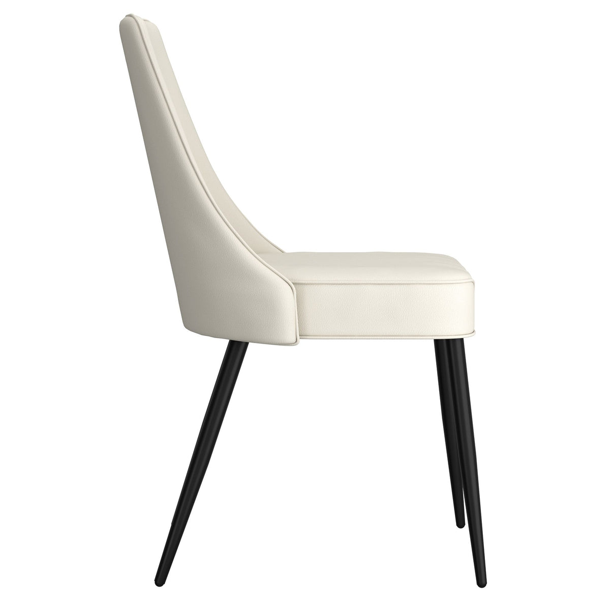 Piped Faux Leather Dining Chair, Set of 2 in Beige and Black