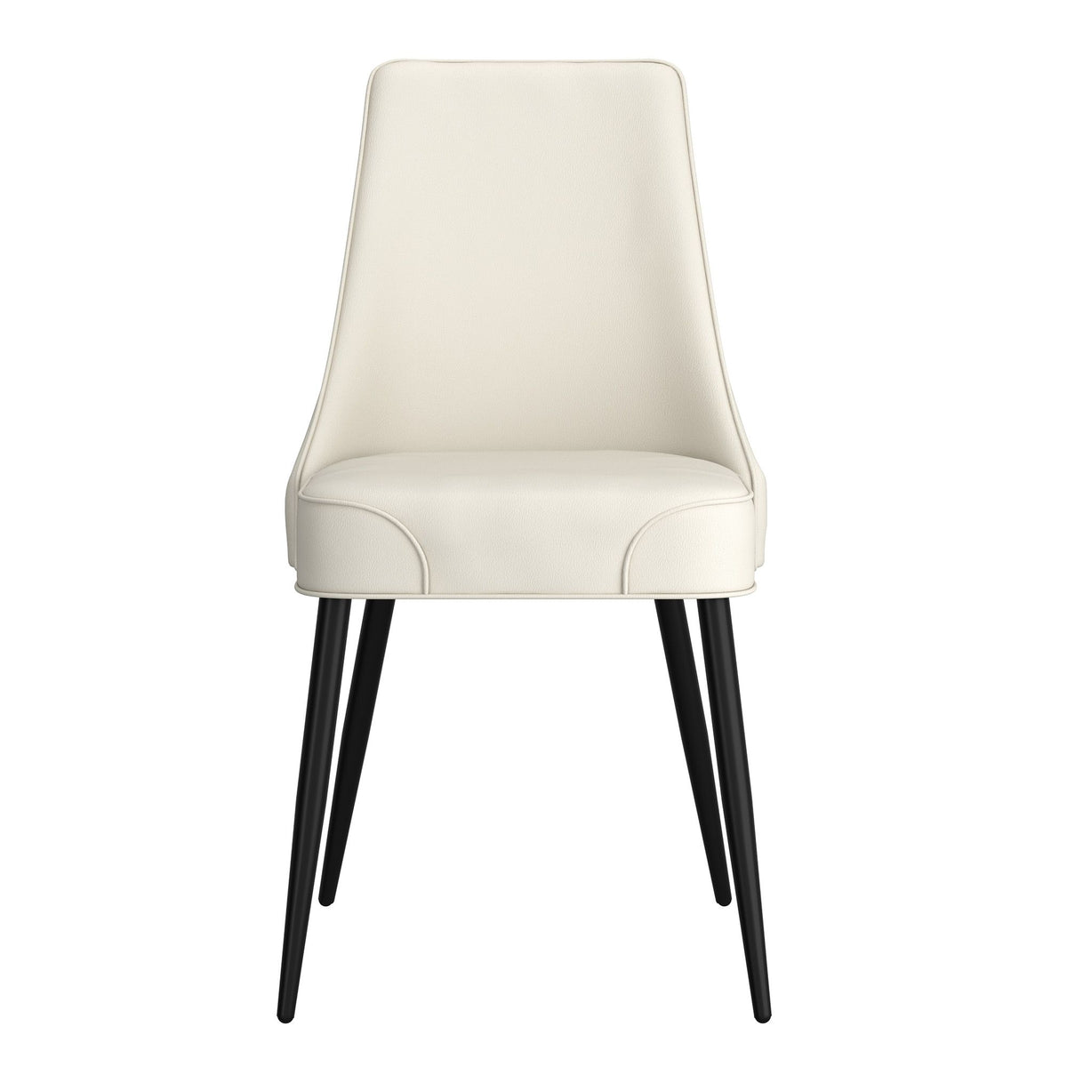 Piped Faux Leather Dining Chair, Set of 2 in Beige and Black