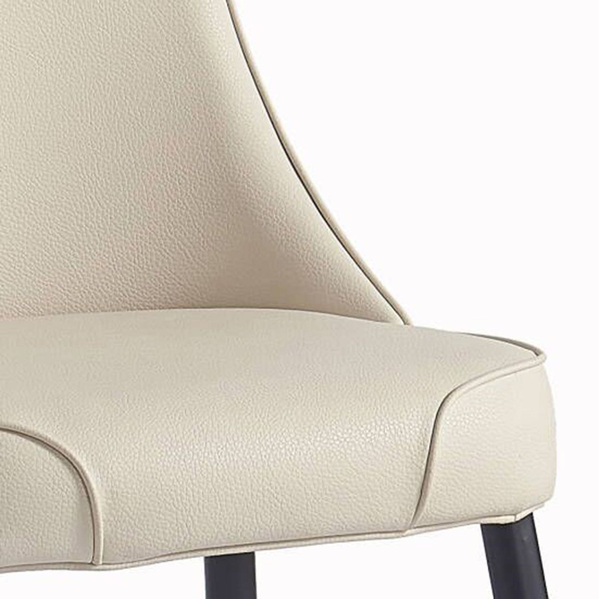 Piped Faux Leather Dining Chair, Set of 2 in Beige and Black