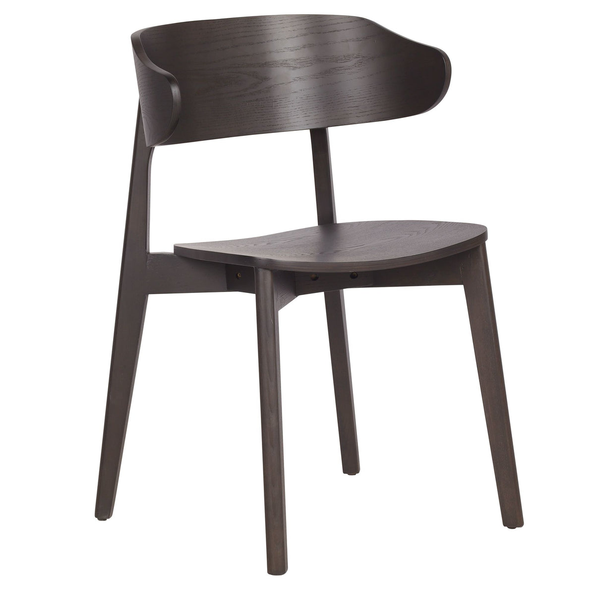 Mid-Century Solid Wood Dining Chair, Set of 2 in Mocha