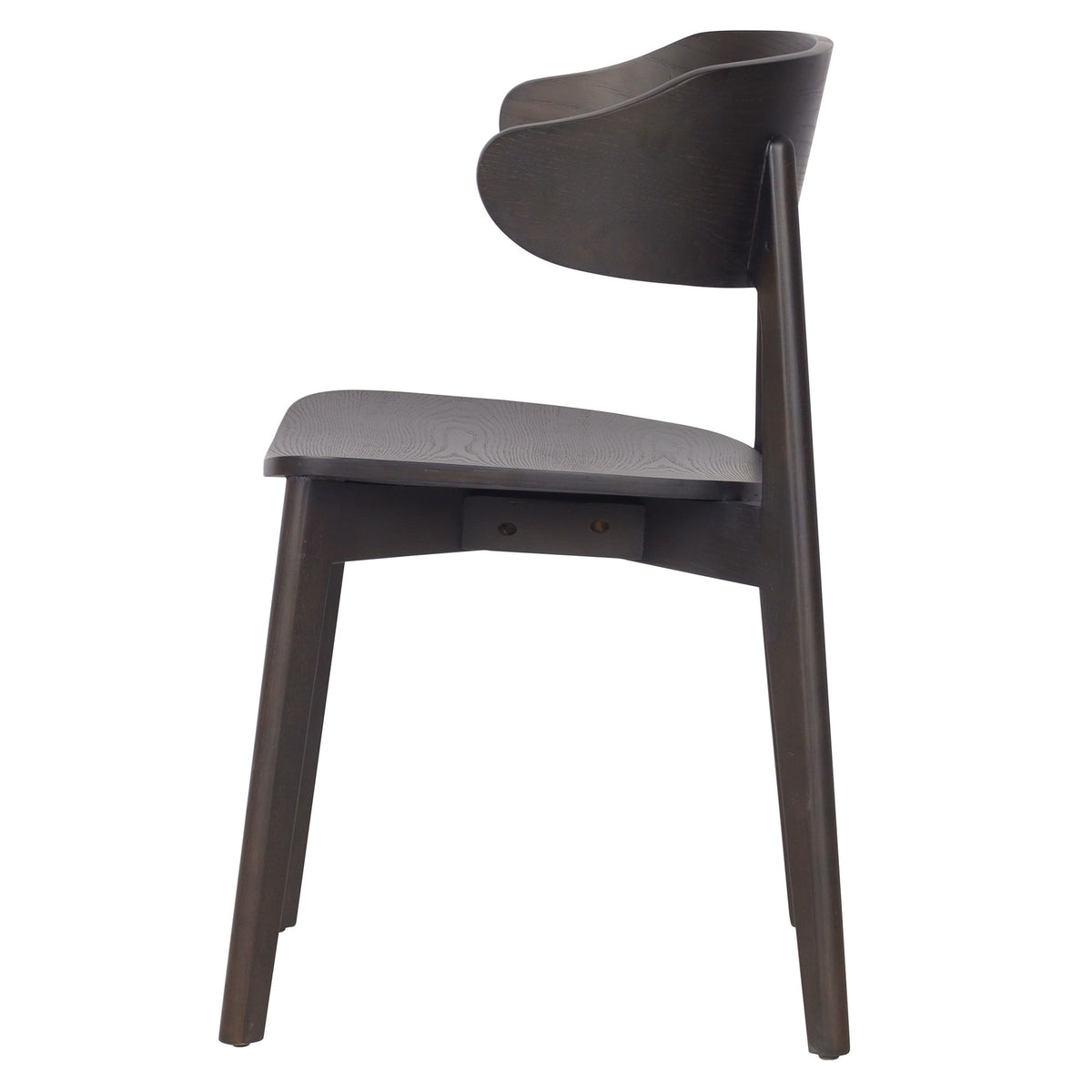 Mid-Century Solid Wood Dining Chair, Set of 2 in Mocha