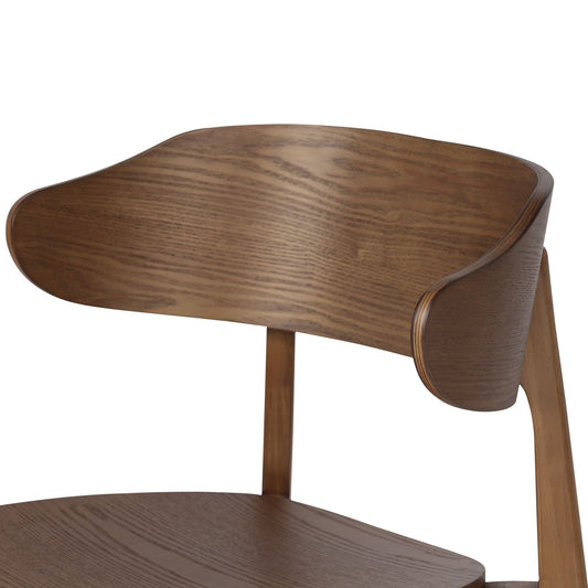 Curved-Back Solid Wood Dining Chair, Set of 2 in Walnut – 21" Wide