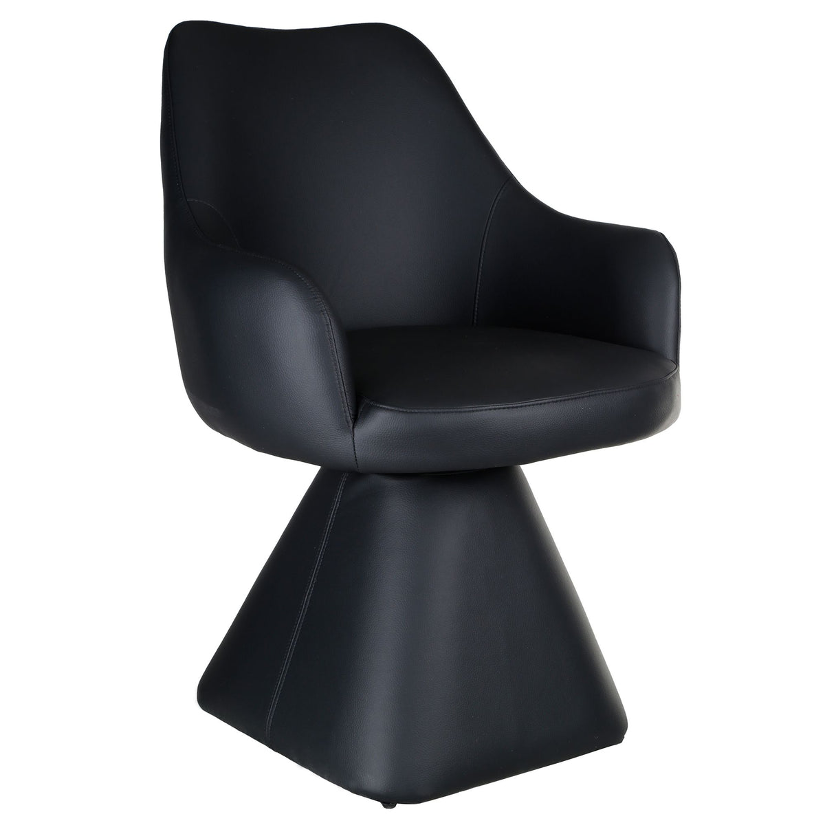 Faux Leather Swivel Dining and Accent Chair in Black