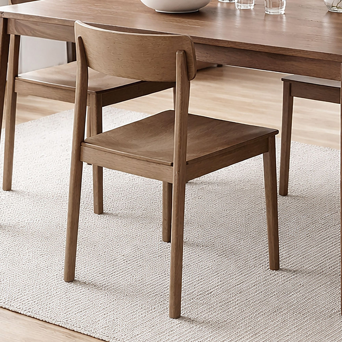 Stackable Solid Wood Dining Chair, Set of 4 in Walnut