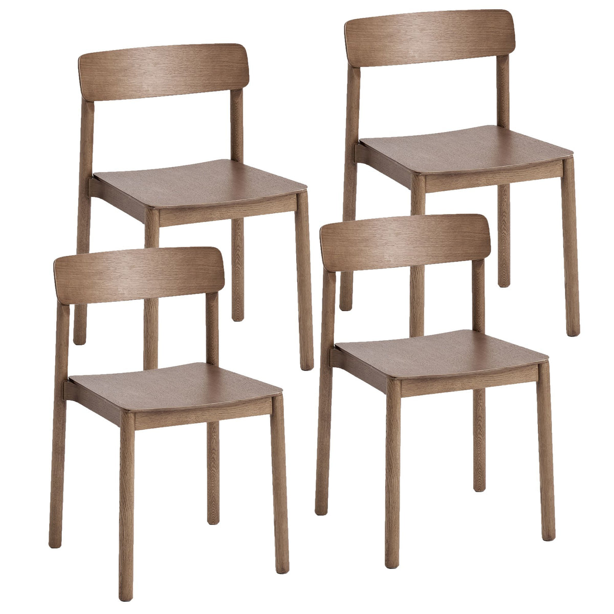 Stackable Solid Wood Dining Chair, Set of 4 in Walnut