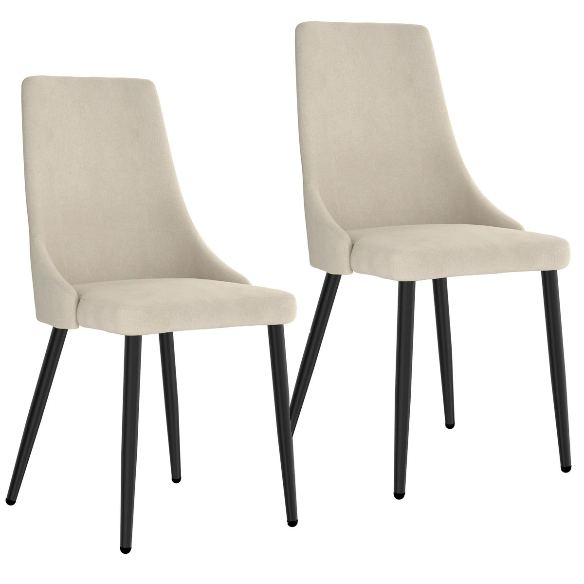 Mid-Century Upholstered Dining Chair, Set of 2 in Beige and Black