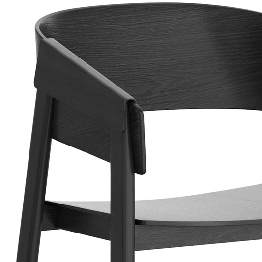 Mid-Century Solid Wood Dining Chair, Set of 2 in Black