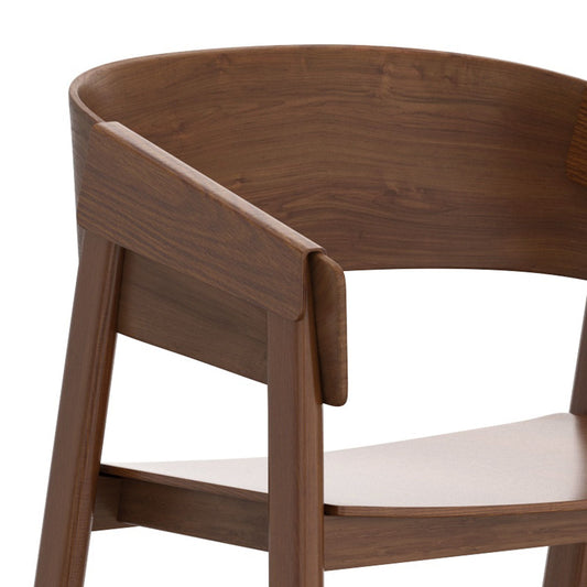 Curved-Back Solid Wood Dining Chair, Set of 2 in Walnut – 22" Wide