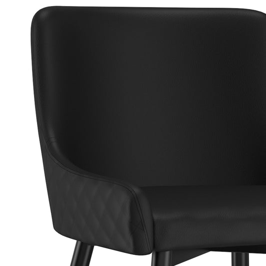 Mid-Century Faux Leather Dining Chair, Set of 2 in Black and Black