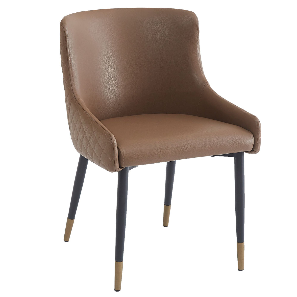 Mid-Century Faux Leather Dining Chair, Set of 2 in Brown and Black
