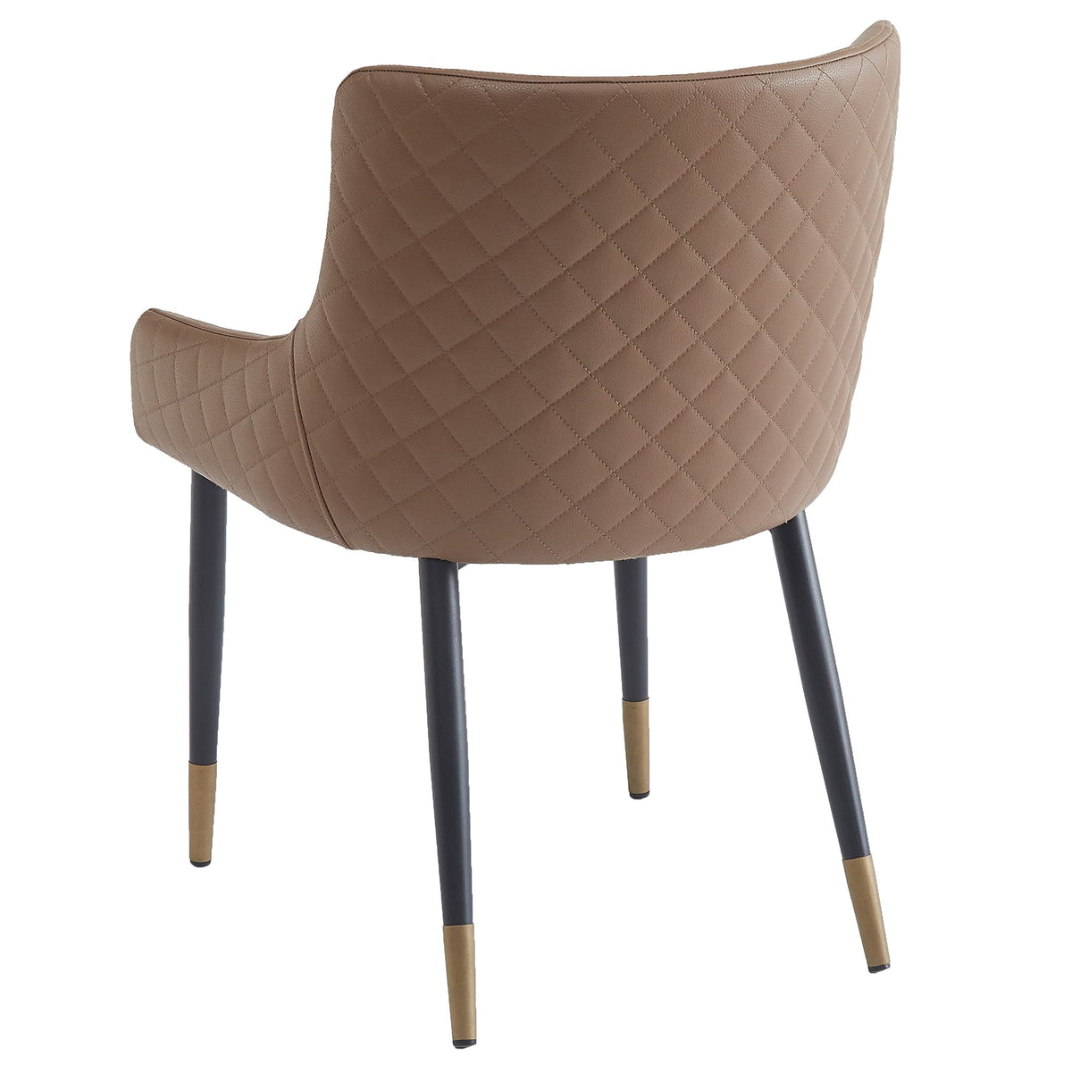 Mid-Century Faux Leather Dining Chair, Set of 2 in Brown and Black