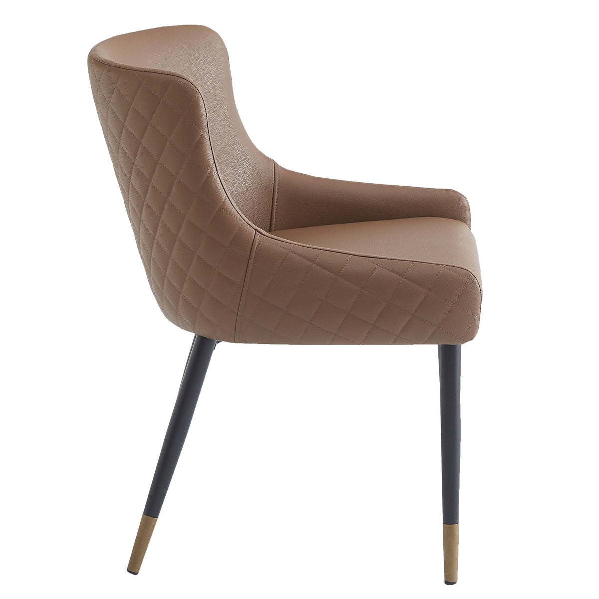 Mid-Century Faux Leather Dining Chair, Set of 2 in Brown and Black