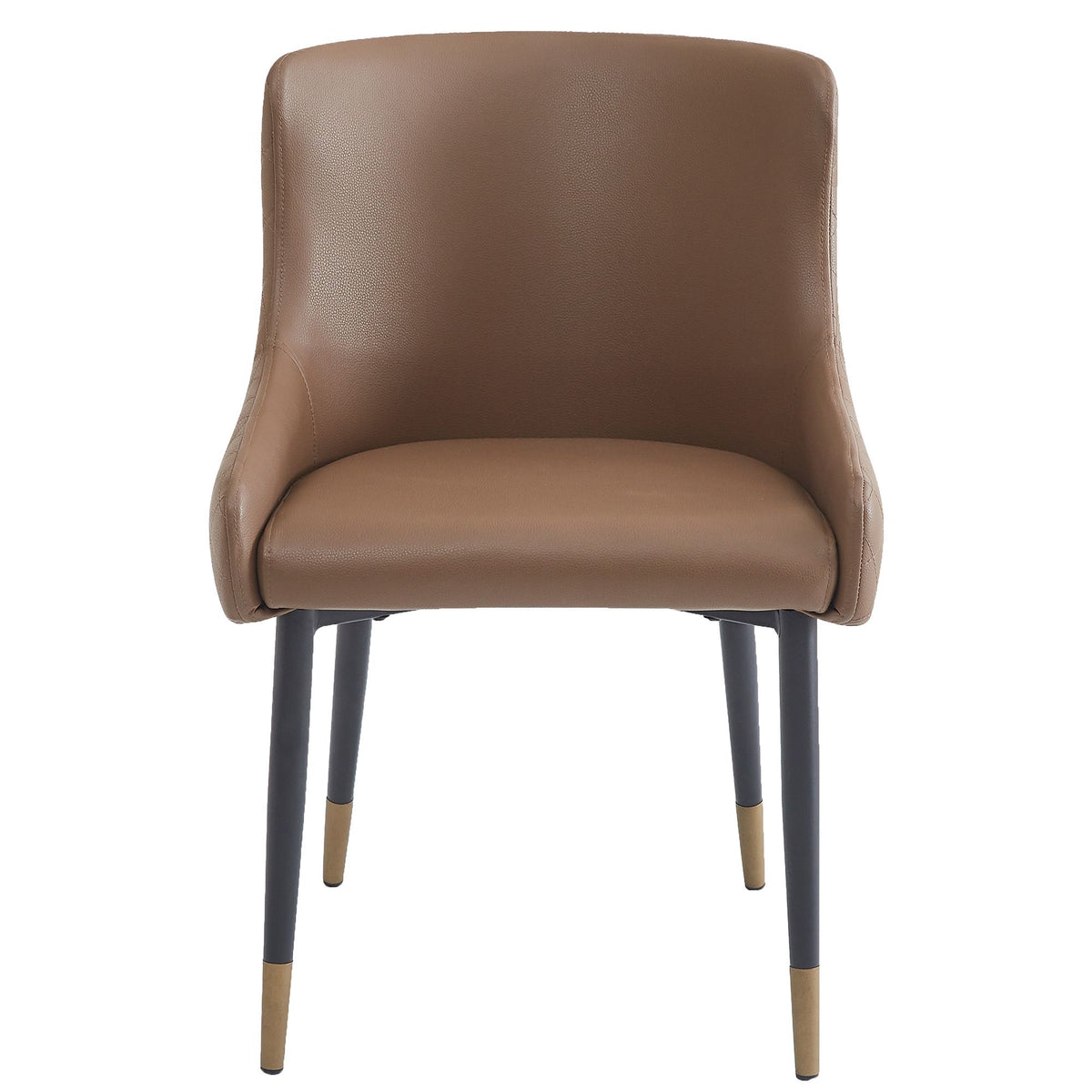 Mid-Century Faux Leather Dining Chair, Set of 2 in Brown and Black