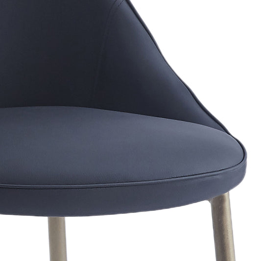 Wingback Faux Leather Dining Chair, Set of 2 in Black and Aged Gold