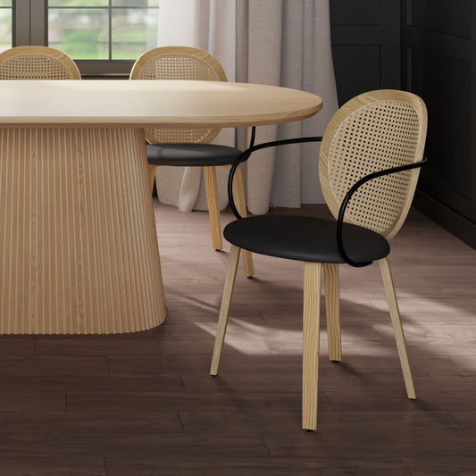 Wraparound Dining Chair, Set of 2 in Light Oak and Black