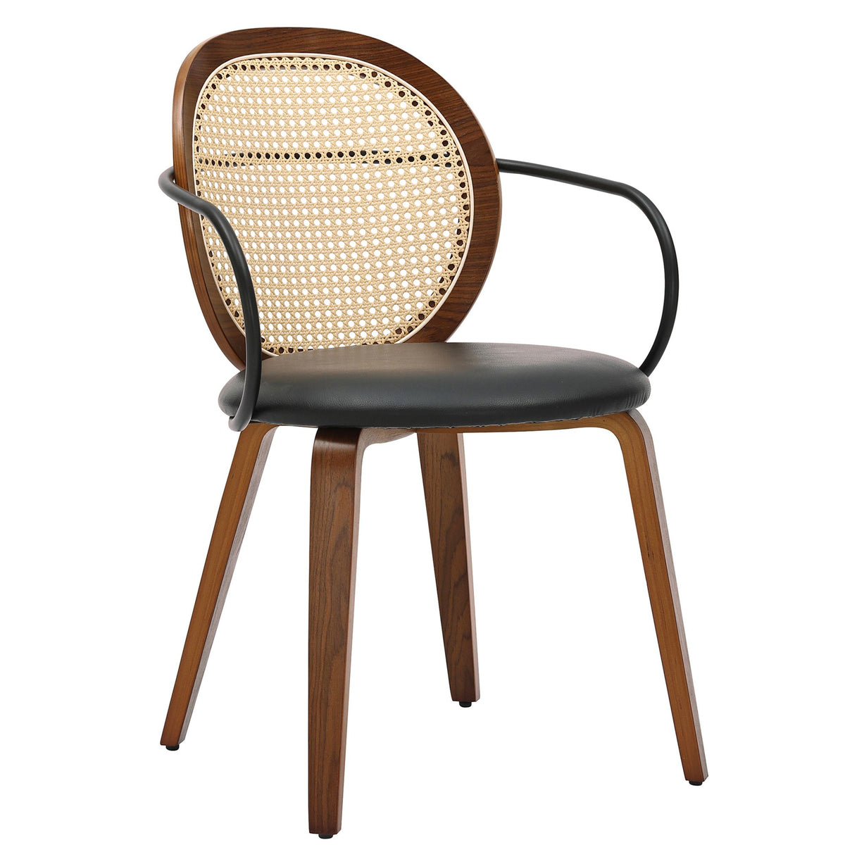 Wraparound Dining Chair, Set of 2 in Walnut and Black