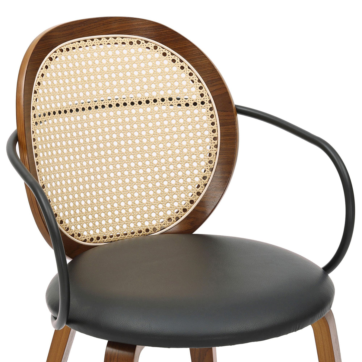 Wraparound Dining Chair, Set of 2 in Walnut and Black