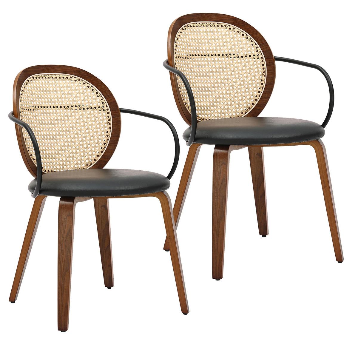 Wraparound Dining Chair, Set of 2 in Walnut and Black