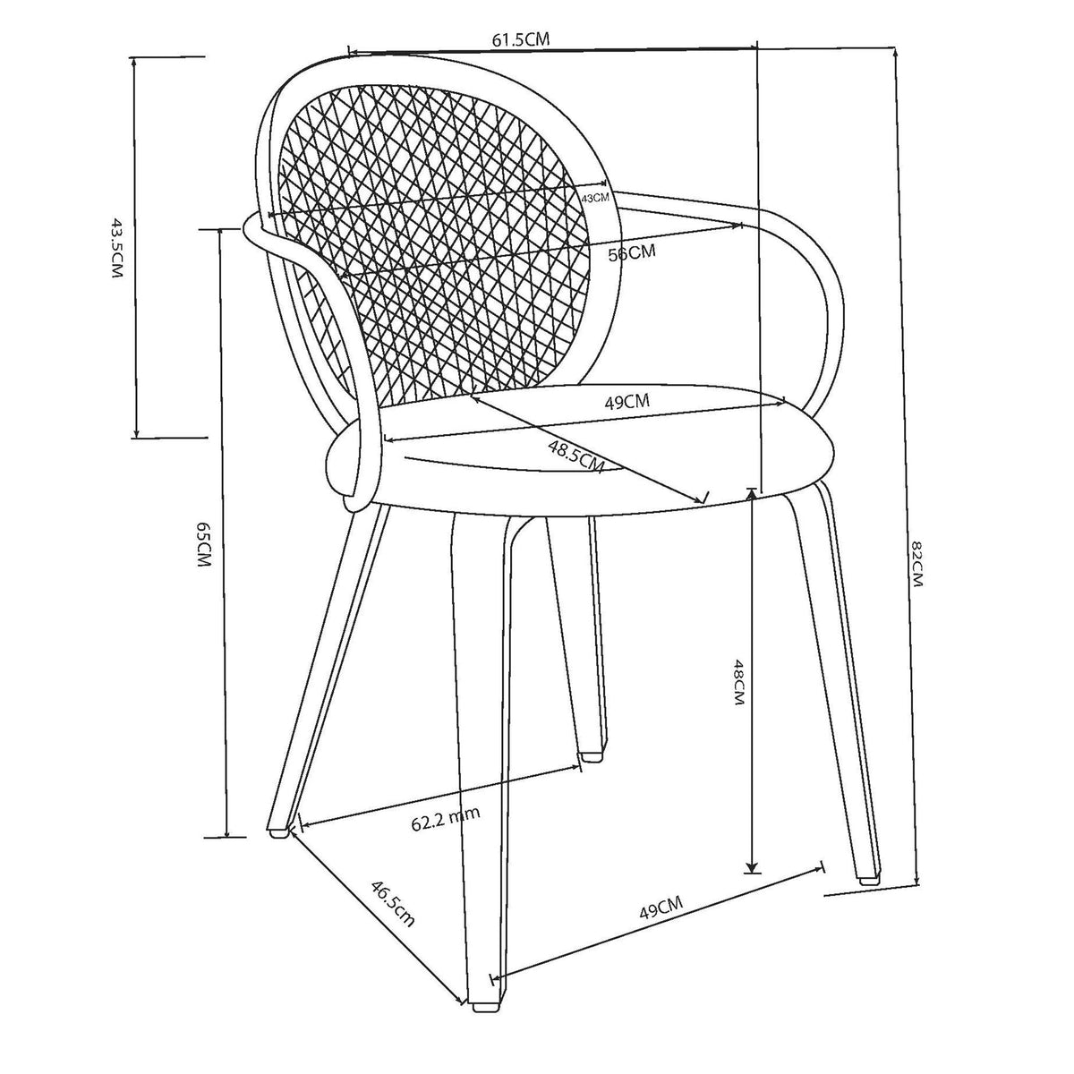 Wraparound Dining Chair, Set of 2 in Walnut and Black