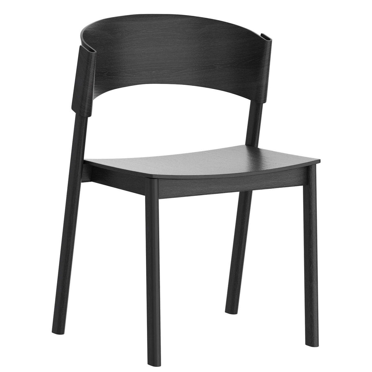 Stackable Solid Wood Dining Chair, Set of 2 in Black