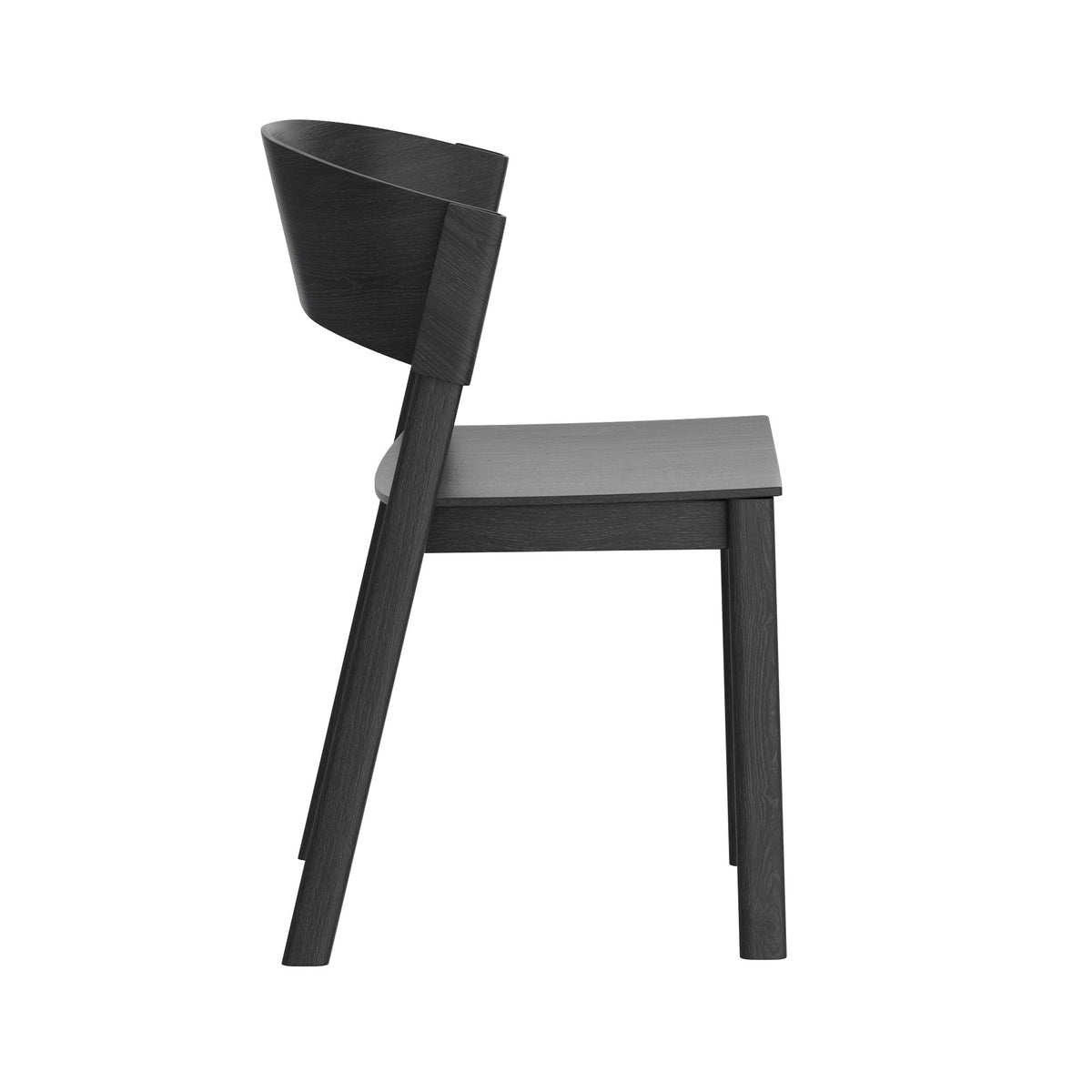 Stackable Solid Wood Dining Chair, Set of 2 in Black